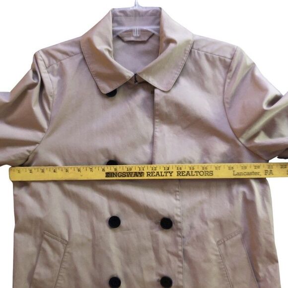 Everlane Swing Trench Coat Womens L Classic Khaki Cropped Double Breasted Jacket - Picture 11 of 14